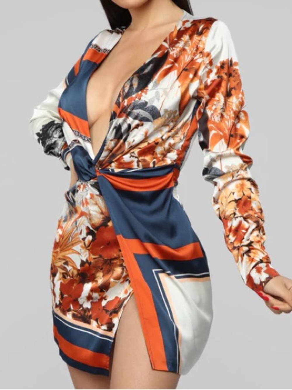 Fashion Nova Multicolor Floral Wrap Dress